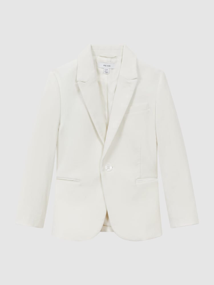 Reiss Ivory Apsara 9-14 yrs Slim Fit Velvet Single Breasted Blazer - Image 2 of 7