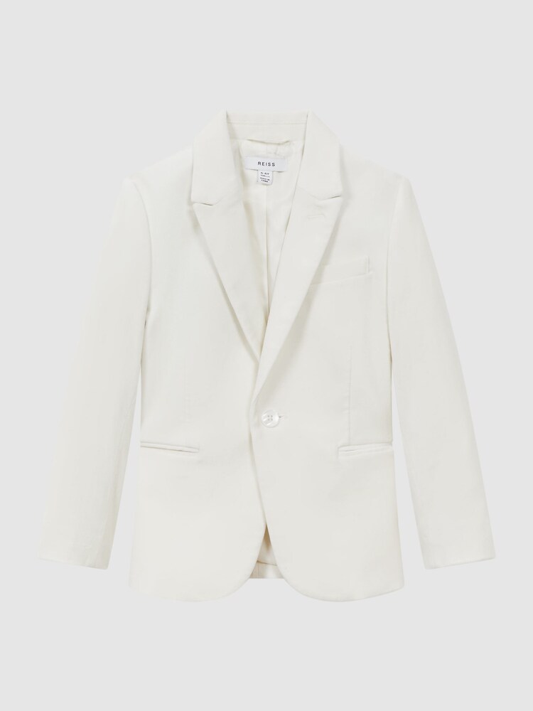 Reiss Ivory Apsara 9-14 yrs Slim Fit Velvet Single Breasted Blazer - Image 2 of 7 Reiss Ivory Apsara 9-14 yrs Slim Fit Velvet Single Breasted Blazer - Image 2 of 7