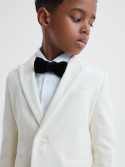 Reiss Ivory Apsara 9-14 yrs Slim Fit Velvet Single Breasted Blazer - Image 3 of 7