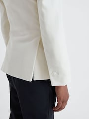 Reiss Ivory Apsara 9-14 yrs Slim Fit Velvet Single Breasted Blazer - Image 4 of 7