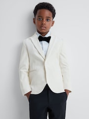 Reiss Ivory Apsara 9-14 yrs Slim Fit Velvet Single Breasted Blazer - Image 6 of 7