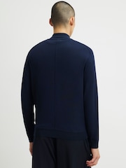 Tumši zils - River Island Slim Fit džemperis ar pusrāvējslēdzēju - Attēls 3 no 4
