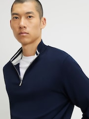 Tumši zils - River Island Slim Fit džemperis ar pusrāvējslēdzēju - Attēls 4 no 4
