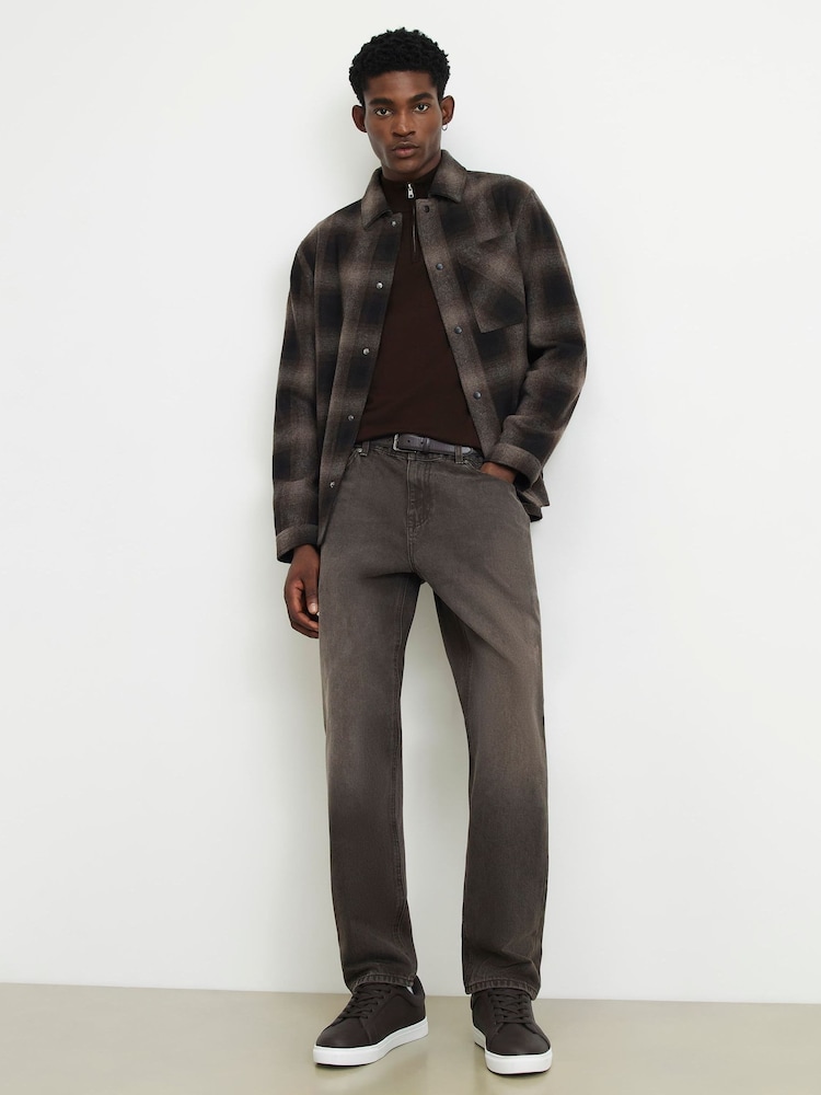 River Island Brown Slim Fit Half Zip Sweater - Image 2 of 4 River Island Brown Slim Fit Half Zip Sweater - Image 2 of 4