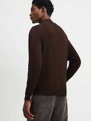 River Island Brown Slim Fit Half Zip Sweater - Image 3 of 4