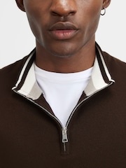 River Island Brown Slim Fit Half Zip Sweater - Image 4 of 4