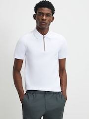 River Island White Muscle Fit Polo T-Shirt - Image 1 of 4