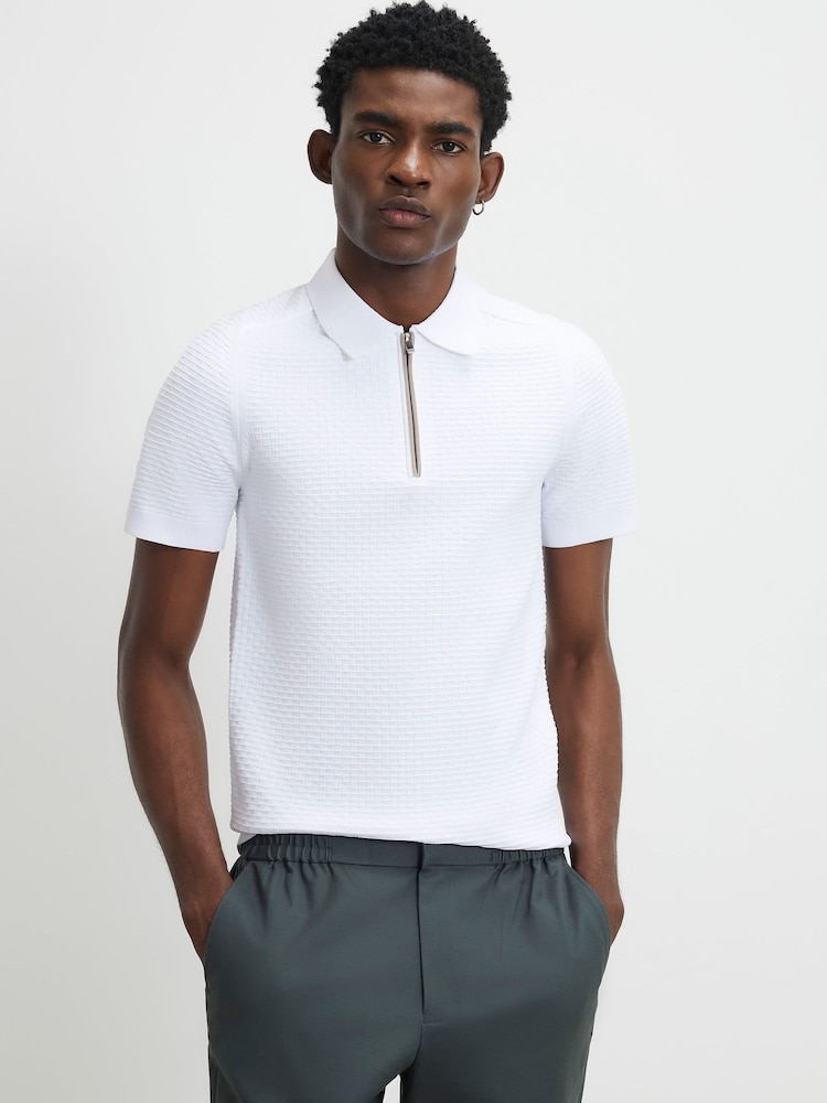 River Island White Muscle Fit Polo T-Shirt - Image 1 of 4 River Island White Muscle Fit Polo T-Shirt - Image 1 of 4