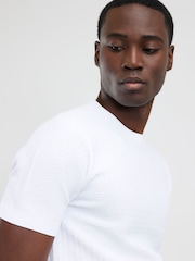 River Island White Muscle Fit Textured T-Shirt - Image 3 of 4