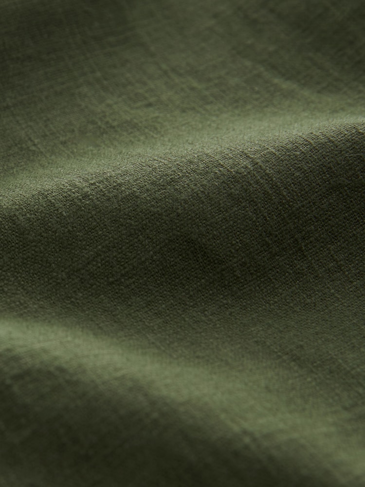 Khaki Green Linen Blend Knee Length Shorts - Image 5 of 5