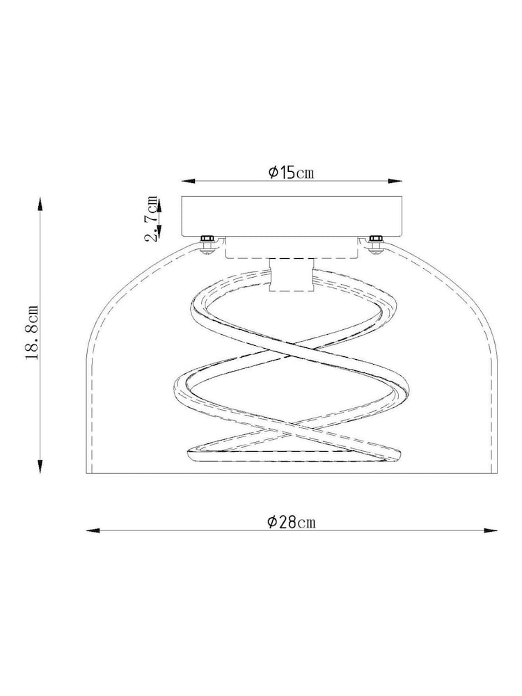 Smoke Grey Helix LED Flush Ceiling Light - Image 9 of 9