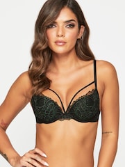Ann Summers Dreamland Glitter Padded Plunge Black Bra - Image 1 of 5