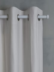 Grey Light Cloud Blackout/Thermal Cotton Eyelet Curtains - Image 7 of 8