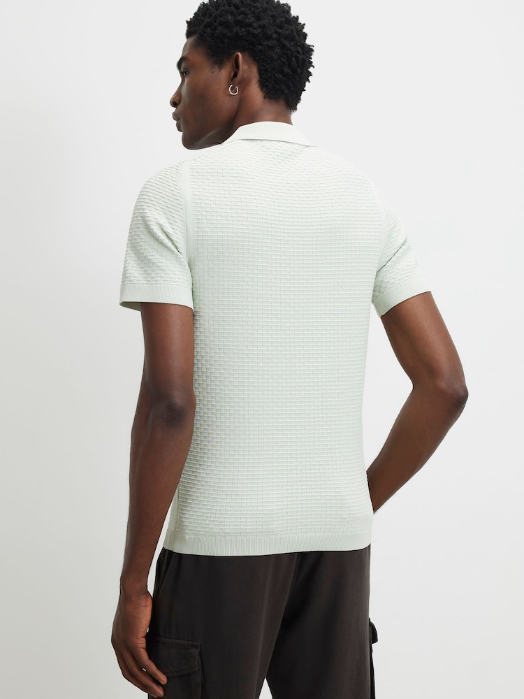 River Island Green Muscle Fit Polo Shirt - Image 2 of 4 River Island Green Muscle Fit Polo Shirt - Image 2 of 4