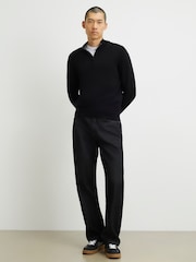 Melns - River Island Slim Fit džemperis ar pusrāvējslēdzēju - Attēls 2 no 4