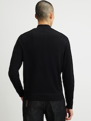 Melns - River Island Slim Fit džemperis ar pusrāvējslēdzēju - Attēls 3 no 4