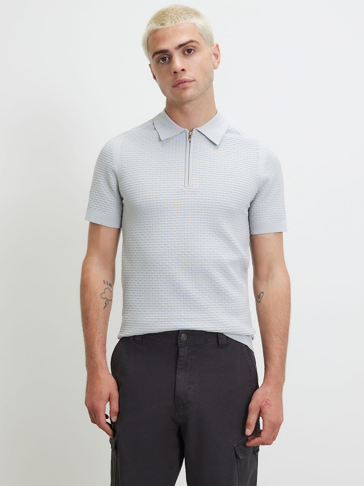 River Island Grey Muscle Fit Polo Shirt - Image 2 of 4 River Island Grey Muscle Fit Polo Shirt - Image 2 of 4