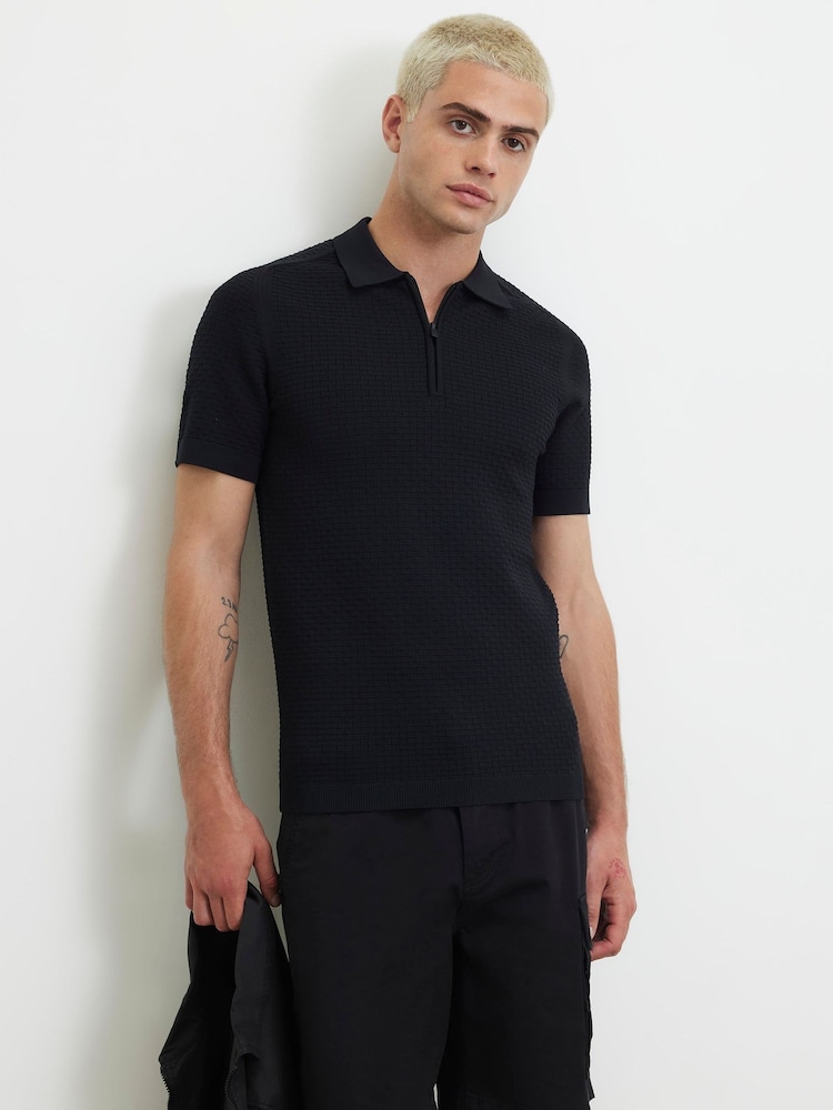 River Island Black Muscle Fit Polo Shirt - Image 1 of 4 River Island Black Muscle Fit Polo Shirt - Image 1 of 4