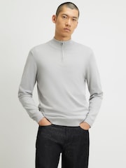 River Island Grey Slim Fit Half Zip Sweater - Image 2 of 4
