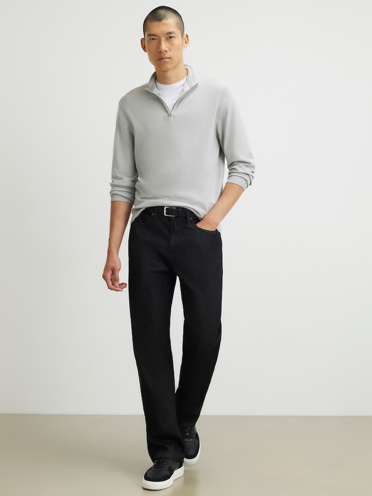 River Island Grey Slim Fit Half Zip Sweater - Image 4 of 4 River Island Grey Slim Fit Half Zip Sweater - Image 4 of 4