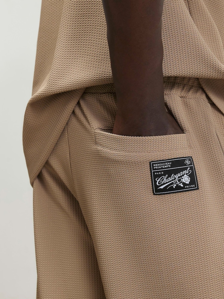 River Island Natural Wide Leg Waffle Joggers - Image 3 of 3