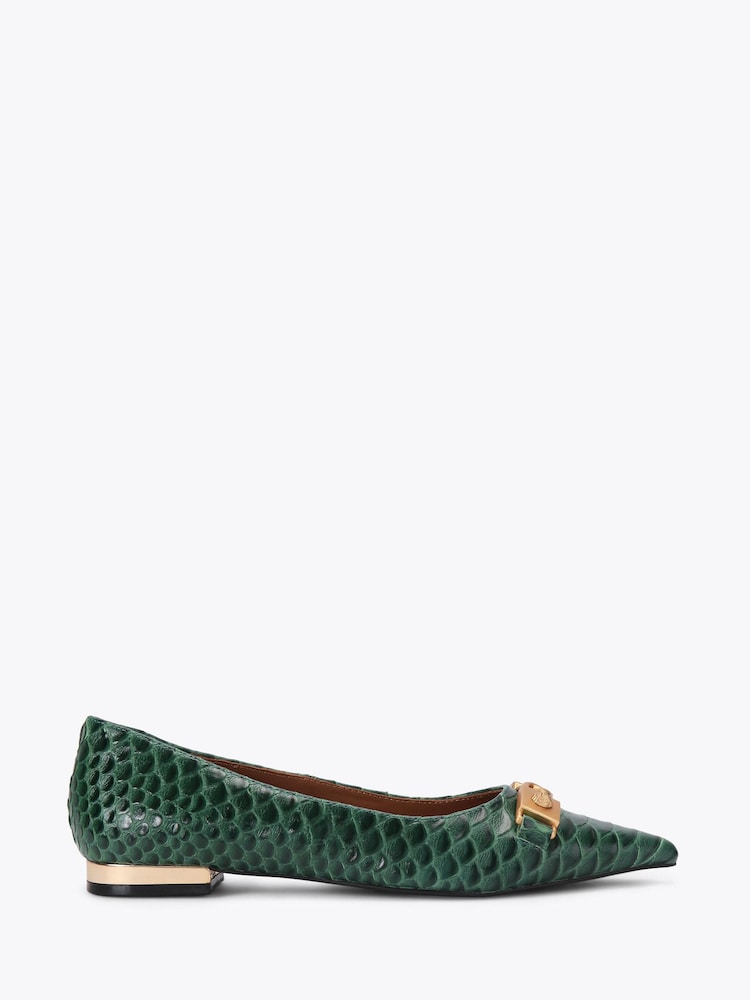Kurt Geiger London Green Kingsley Pointed Flat Pumps - Image 1 of 4