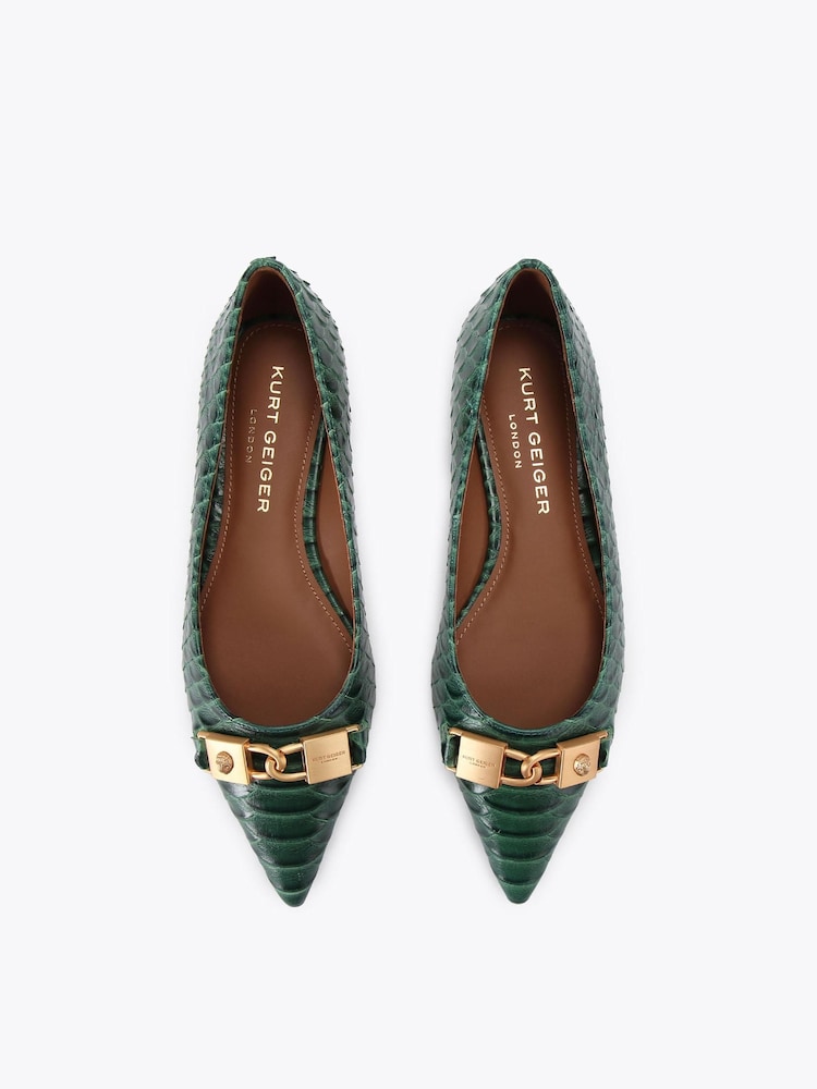 Kurt Geiger London Green Kingsley Pointed Flat Pumps - Image 2 of 4
