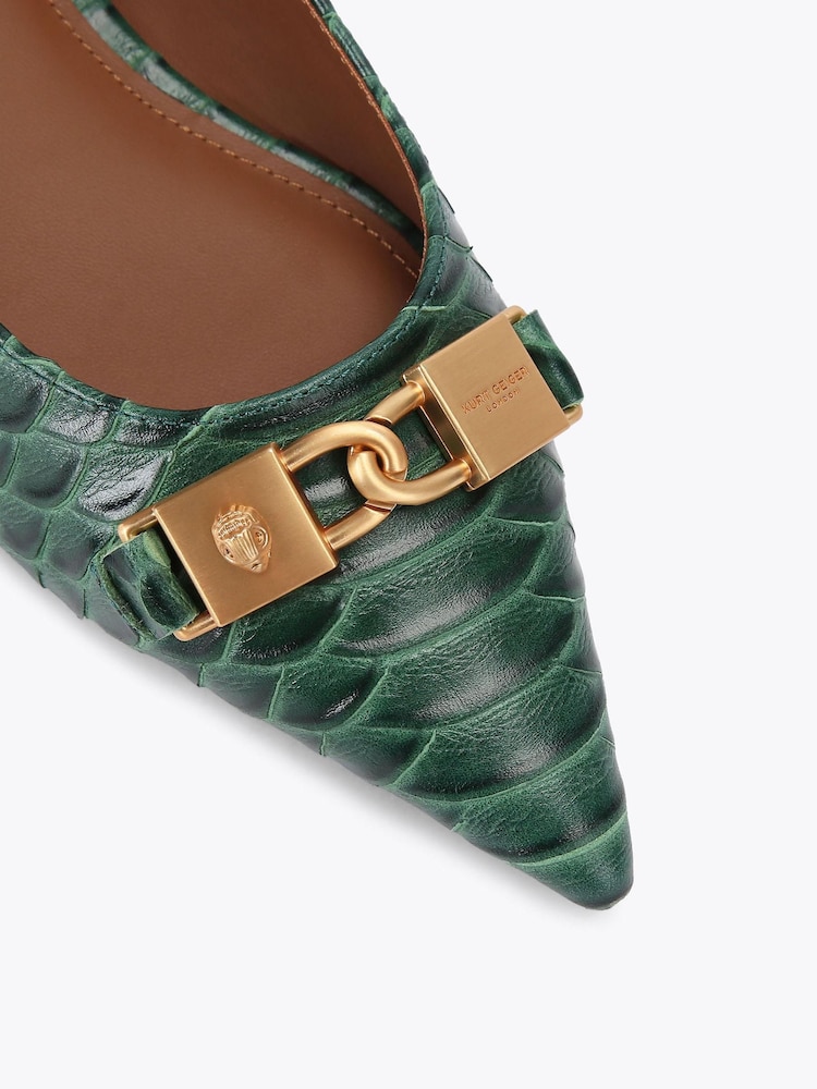 Kurt Geiger London Green Kingsley Pointed Flat Pumps - Image 4 of 4