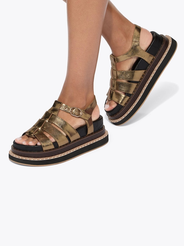 Kurt Geiger London Brown Orson Fisherman Sandals - Image 2 of 5