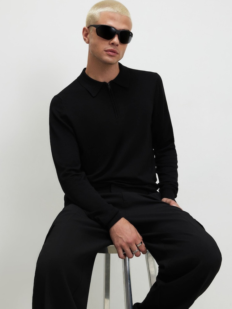 River Island Black Slim Fit Essential Polo Shirt - Image 1 of 4