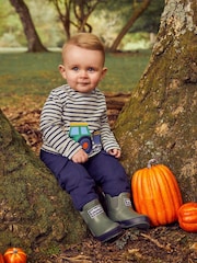 JoJo Maman Bébé Natural Boys' Tractor & Trailer Appliqué With Pet In Pocket Top - Image 2 of 6