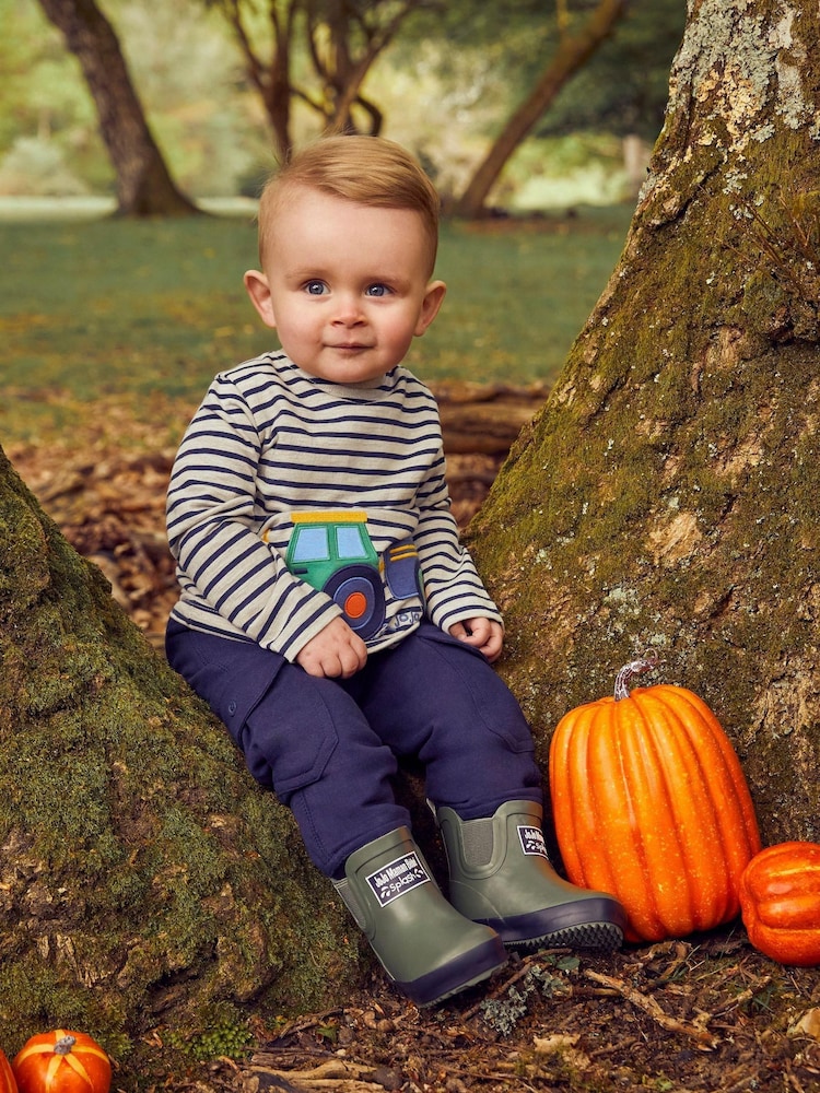 JoJo Maman Bébé Natural Boys' Tractor & Trailer Appliqué With Pet In Pocket Top - Image 2 of 6