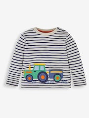 JoJo Maman Bébé Natural Boys' Tractor & Trailer Appliqué With Pet In Pocket Top - Image 5 of 6
