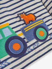 JoJo Maman Bébé Natural Boys' Tractor & Trailer Appliqué With Pet In Pocket Top - Image 6 of 6