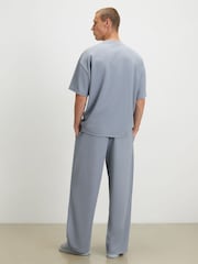 River Island Blue Wide Leg Waffle Joggers - Image 2 of 4