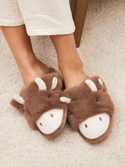 Brown Hamish The Highland Cow Mule Slippers - Image 2 of 7