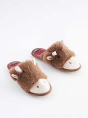 Brown Hamish The Highland Cow Mule Slippers - Image 3 of 7
