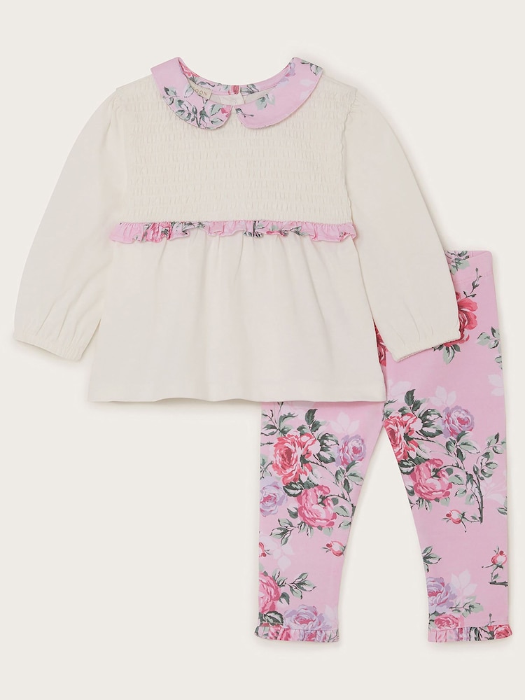 Monsoon Pink Newborn Floral 100% Cotton Shirt Set - Image 1 of 3