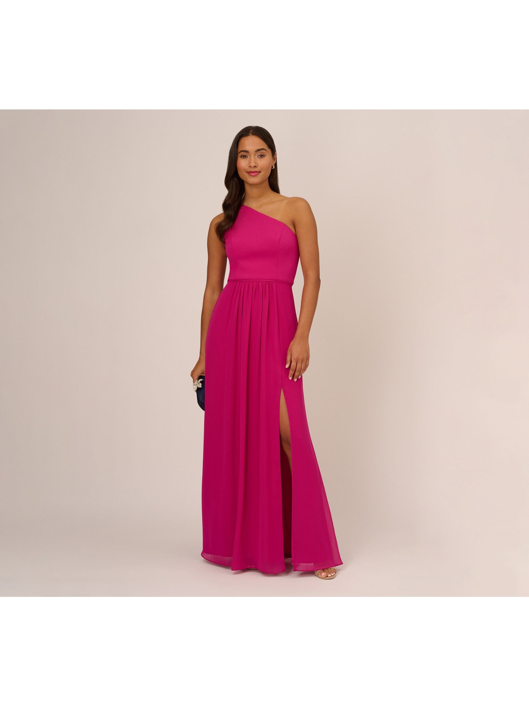 Adrianna Papell ★【ガウン】Chiffon Gown With One Shoulder Adrianna Papell One-Shoulder Chiffon Gown - Macy's