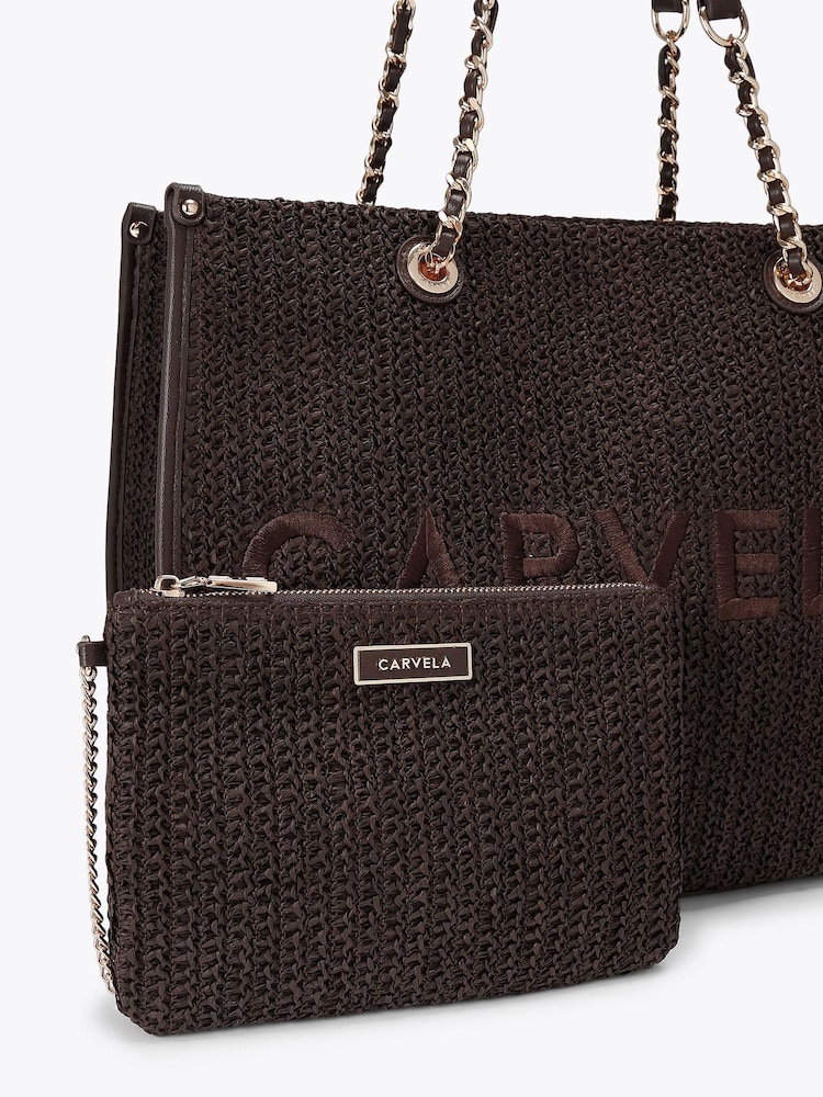 Carvela Brown Sorrento Raffia Tote Bag - Image 5 of 5