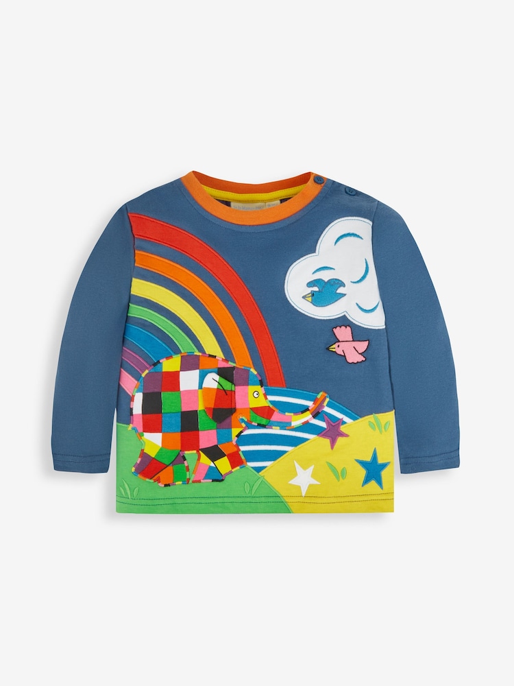 JoJo Maman Bébé Indigo Kids' Elmer Scene Appliqué Top - Image 1 of 3