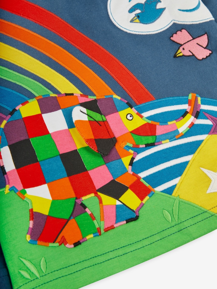 JoJo Maman Bébé Indigo Kids' Elmer Scene Appliqué Top - Image 3 of 3