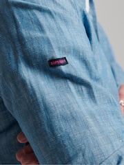 Голубой - Superdry Cotton Studios лен Button Down Shirt - Изображение 4 из 5