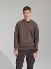 Light Brown Regular Fit Jersey Cotton Rich Crew Sweatshirt - Image 1 of 6