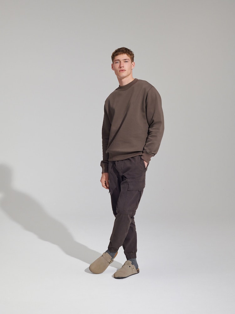 Light Brown Regular Fit Jersey Cotton Rich Crew Sweatshirt - Image 2 of 6