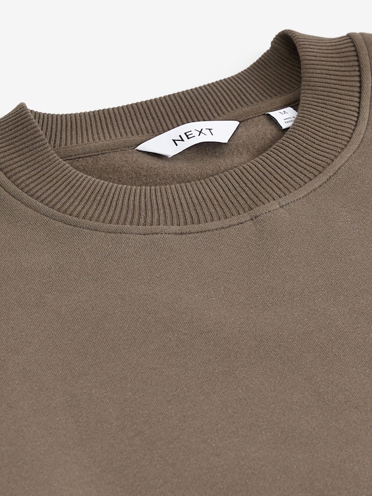 Light Brown Regular Fit Jersey Cotton Rich Crew Sweatshirt - Image 6 of 6