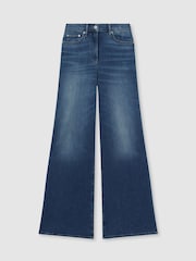 Reiss Mid Blue Ameria Petite Palazzo Jeans - Image 2 of 6