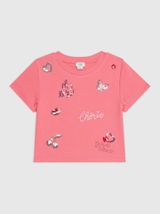River Island Pink Sequin Embroidered T-Shirt - Image 1 of 4
