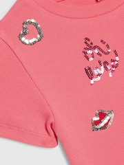 River Island Pink Sequin Embroidered T-Shirt - Image 4 of 4
