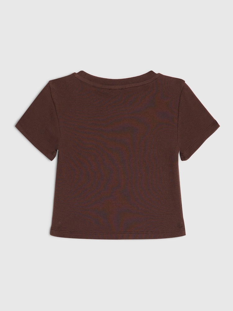 River Island Brown Sequin Embroidered T-Shirt - Image 2 of 4